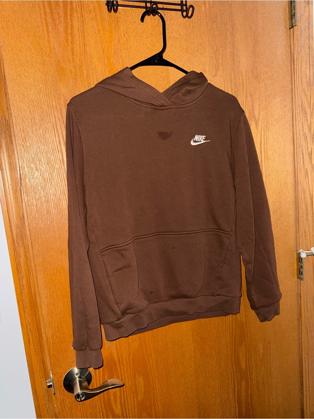 Nike Brown Pullover Hoodie with White Swoosh